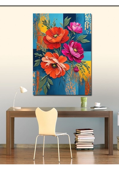 Kanvas Tablo Renkli Çiçek Kompozisyon Sanatı 70cmx100cm