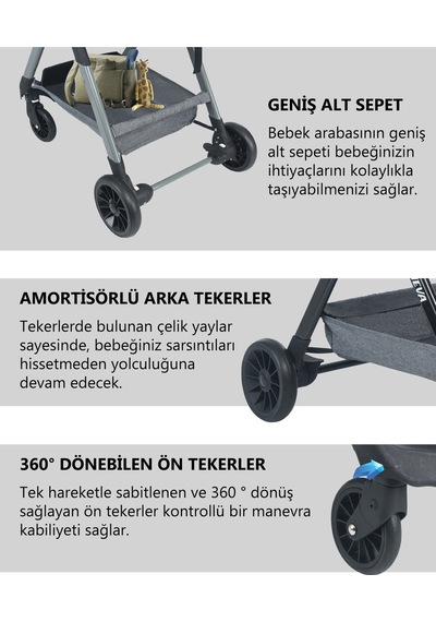 Neva Yeni Nesil Cabin Çifyön Bebek Arabası Siyah