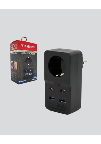 Güçlü Akım Koruma Prizi 10a 2500w Usb Type-c Destekli