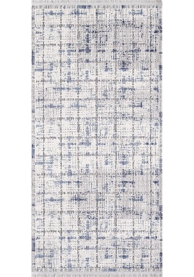 Artemis Halı Samoa 02377c Krem Mavi Çizgi Desenli Halı