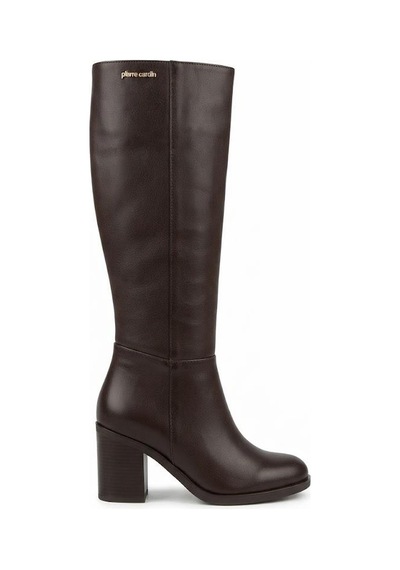 Pierre Cardin 56087 Rahat Şık Kalın Topuklu Kaymaz Taban Kadın Çizme Kahve