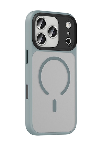Techaks Apple Uyumlu iPhone 17 Pro Max Kılıf Mat Arka Yüzey Wireless Şarj Özellikli Zore Flet M-safe Kapak - Siyah Siyah