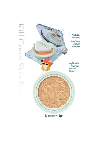 Özel Tasarım, Kalıcı, Mat Cushion Clıo Kill Cover Skin Fixer Cushion+refill 21n Linen Luxury Koshort 21