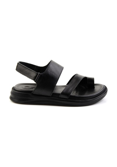 Siyah Hakiki Deri Erkek Sandalet E05433401043
