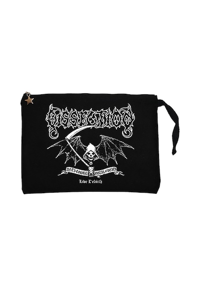 Dissection Live Rebirth Siyah Clutch Astarlı Cüzdan / El Çantası Siyah