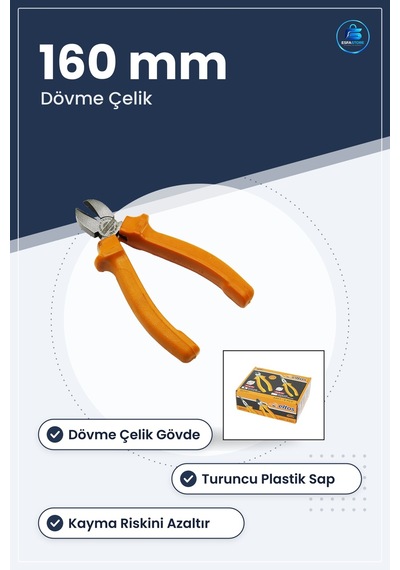 Yan Keski 160 Mm Dövme Çelik Turuncu Plastik Saplı Kesici Pense T