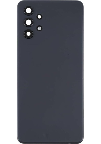 Samsung A32 Kamera Camlı Siyah Uyumlu Arka Kapak Batarya Kapağı Pil Kapağı Siyah