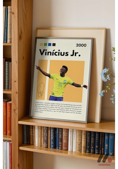 Vinicius Jr Futbol Posteri, Siyah Çerçeveli Duvar Tablosu - Spor Severlere Hediye