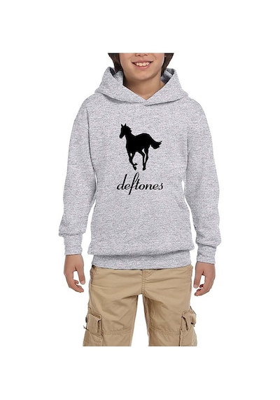 Zepplin Giyim Deftones Pony Gri Çocuk Kapşonlu Sweatshirt Gri