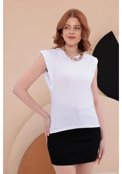 Bbbutikbasic T Kol Penye Bluz Hkn34 Beyaz