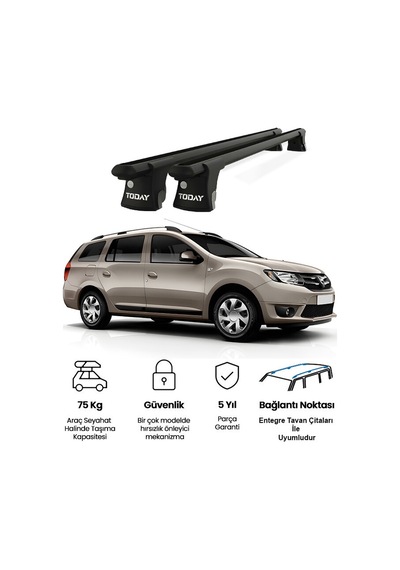 Trio-ı Dacia Logan 2013 Ve Sonrası Uyumlu Siyah Kilitli Ara Atkı 120cm Port Bagaj Tavan Barı