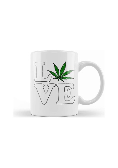 Love The Marijuana Weed Leaf Funny Cannabis 03 Kupa Bardak Porselen Karışık
