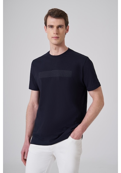 Morven Erkek Lacivert Trend Baskılı Bisiklet Yaka Dinamik Fit T-shirt 26ys018009200 Lacivert