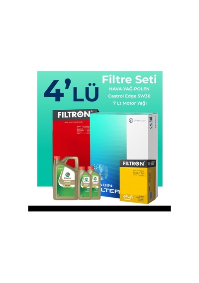Filtron Mercedes C220 Dizel Filtre Bakım Seti Castrol Motor Yağlı (2008-2014) 4 Lü