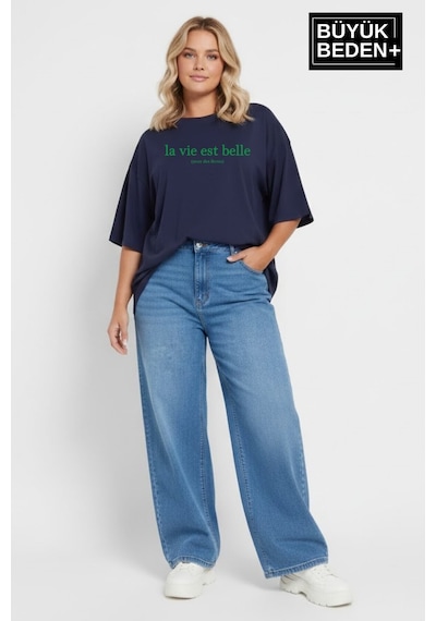 Superlife Kadın Büyük Beden L.v. Est Belle Baskılı 3xl-6xl Bisiklet Yaka Tshırt Spr26btsk510-17 Lacivert Superlife Kadın Büyük Beden L.v. Est Belle Baskılı 3xl-6xl Bisiklet Yaka Tshırt Spr26btsk510-17 Lacivert