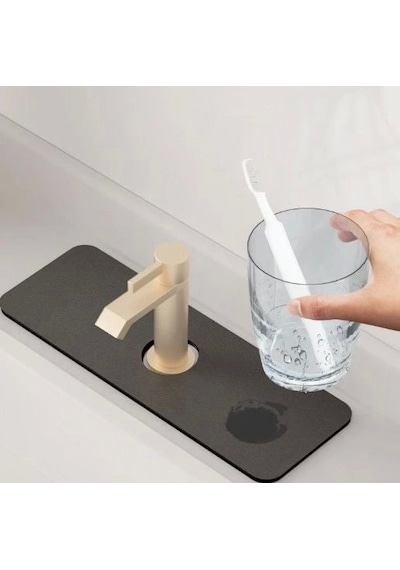 Su Emici Sihirli Lavabo Kenar Matı 38x13cm Siyah