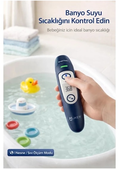 Uker Smarttemp Pro Temassız Termometre 4 Ü 1 Arada Kulak Alın Ateş Ölçer Renkli Uyarı