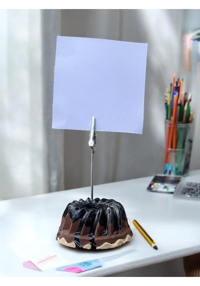 Dilimli Çikolatalı Kek Temalı Fotoğraf Not Tutacağı Kahve