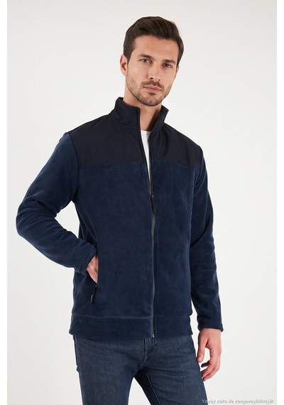 Buratti Regular Fit Garnili Dik Yaka Sıcak Tutan Polar Mont Erkek Polar Mont 59060443 Koyu Lacivert