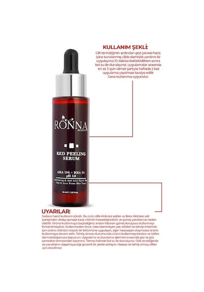 Ronna Beauty Akneli Ciltler İçin Red Peeling Serum 30 ML