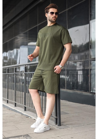 Haki Erkek Şort T-shirt Takım E7347
