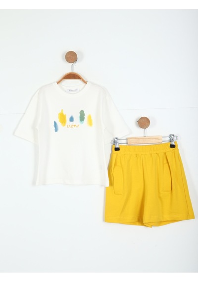 Xo Kids Kız Çocuk Alt Üst Kombin Takmı 4-8 Yaş Set0293 Sarı