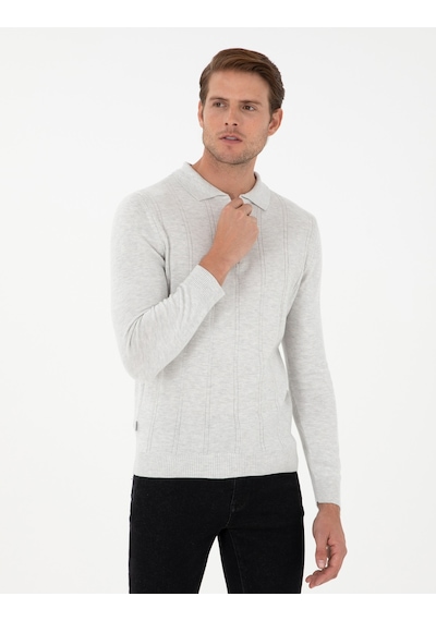 Pierre Cardin Erkek Krem Melanj Kazak /triko 50300505-vr159 Krem Melanj