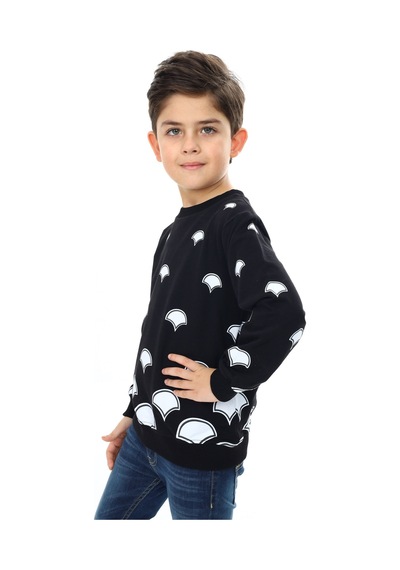 Toontoy Kids Toontoy Erkek Çocuk Relax Fit Bisiklet Yaka Baskılı Sweatshirt - 2 İplik Siyah Toontoy Kids Toontoy Erkek Çocuk Relax Fit Bisiklet Yaka Baskılı Sweatshirt - 2 İplik Siyah