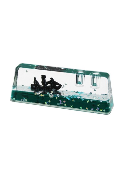 Kalemlikli Yeşil Su -yıldızlı D.gen Mika Yüzen Batmayan Gemi Dekoratif Akvaryum 5x14x2.5-3.5cm 4604