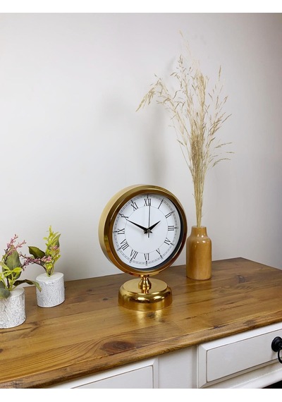 Gold Metal Retro Masa Saati 25 20 Cm Renkli