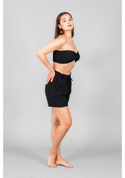 Asc Sun Kadın Müslin Crop Top Siyah