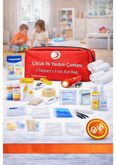 Çocuk İlk Yardım Çantası, Çocuklar İçin Acil Durum Çantası 50 Parça