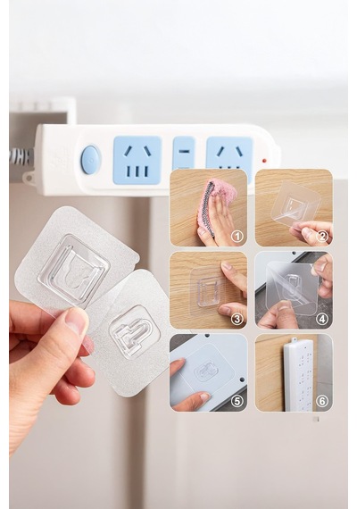 Geçmeli Kendinden Yapışkanlı Klips Eşya Sabitleme Askısı 6lı Set Plastik Beyaz Tr Diğer