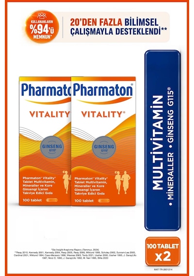 Pharmaton Vitality 100 Tablet 2'li