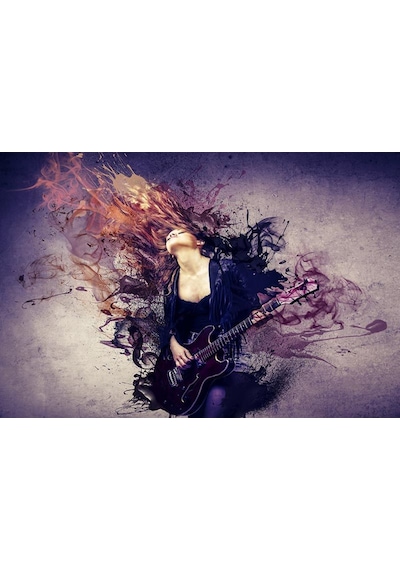 Gitar Çalan Kadın Müzik Temalı Duvar Kağıdı