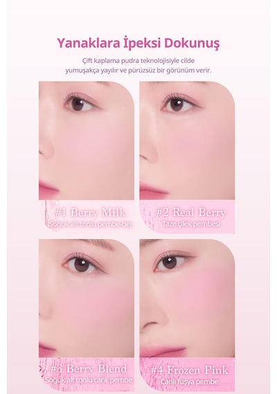 Dasique Karıştırılabilir Renk Tonlarına Sahip 4lü Allık Blending Mood Cheek 06 Berry Smoothie 06 Berry Smoothie