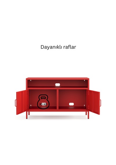 Pera Tv Ünitesi, Tv Dolabı,2 Kapaklı, Açık Raflı 100,50 X 40 X 64,50 Cm Ral 3020 Kırmızı Pera Tv Ünitesi, Tv Dolabı,2 Kapaklı, Açık Raflı 100,50 X 40 X 64,50 Cm Ral 3020 Kırmızı