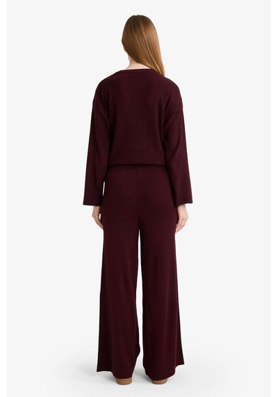 Defacto Wide Leg Triko Pantolon G7249ax25cwbr457 Bordo-br457