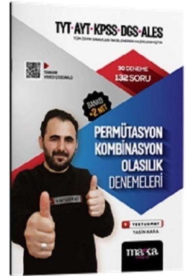 2024 TYT AYT KPSS DGS ALES Permütasyon Kombinasyon Olasılık Denemeleri - Yasin Kara - Marka Yayınları