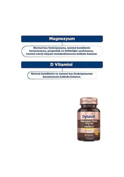 Dynavit Magnesium Citrate 200 MG & Vit D 60 Tablet