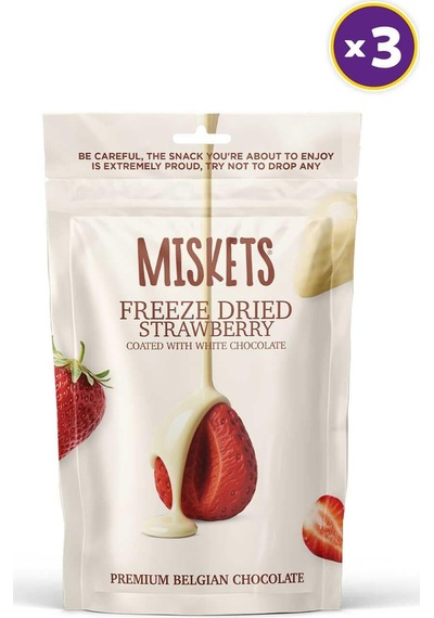 Beyaz Çikolata Kaplamalı Çilek 80 Gr X 3 Adet