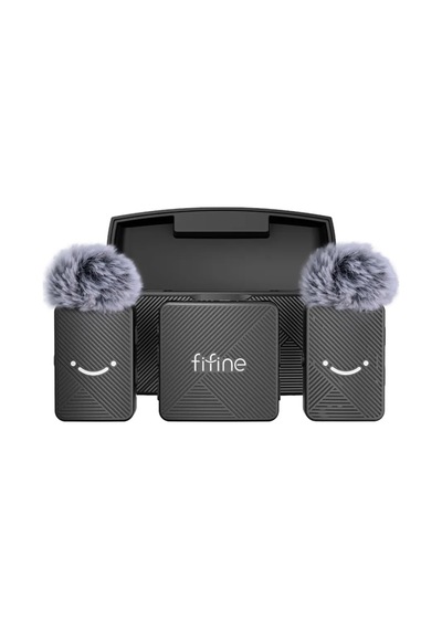 Fifine M9 Kablosuz Yaka Mikrofon Seti - 2 Kişilik Mikrofon Kamera Seti