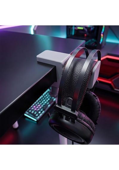 Masa Kenarı Kulaklık Standı, Gri Kulaklık Standı, 0-5 Cm Masa Kalınlığına Uyumlu, Dayanıklı Gaming Kulaklık Askısı, Kulaklık Tutucu