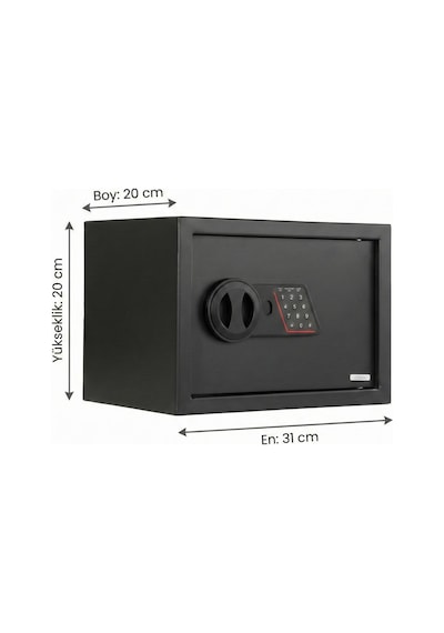 4berry Elektronik Şifreli Çelik Kasa Duvar Ve Zemin Montajlı, Acil Anahtarlı, 9 Litre - Siyah