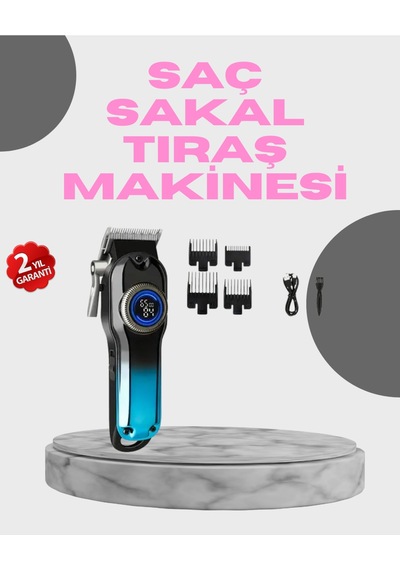 Profesyonel Saç Kesme Makinesi 2000 Mah Şarjlı, Lcd Ekranlı -