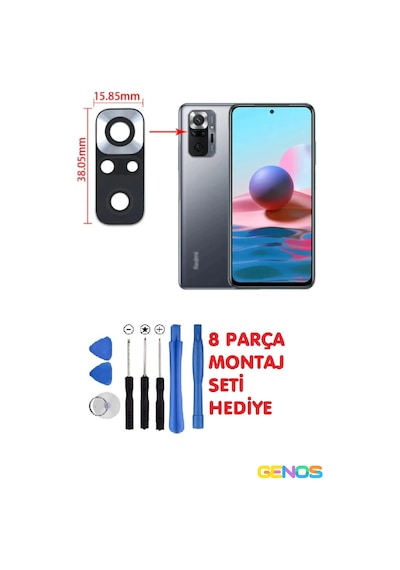 Xiaomi Redmi Note 10 Pro Arka Kamera Camı Kamera Camı Lensi + Montaj Set