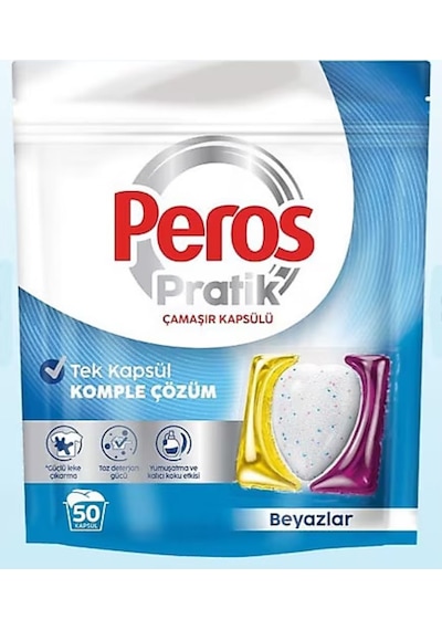 Peros Çamaşır Deterjanı Tableti Kapsülü Beyazlar Için 50 Adet