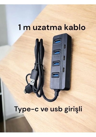 7 İn 1 Usb Type-c Usb 3.0 Type-c 5 Gbps Çevirici Adaptör Çok Port