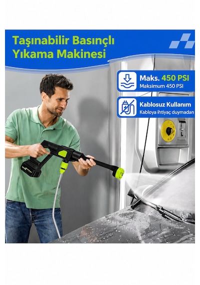 48v Şarjlı Basınçlı Yıkama Makinesi Kablosuz Oto Yıkama Tabancası Taşınabilir Tazyikli Su Tabancası