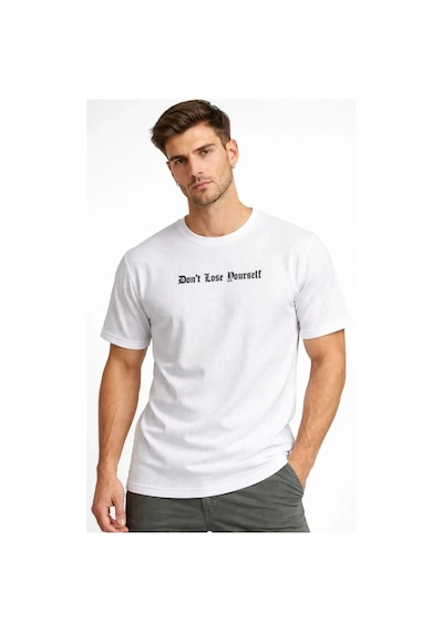 Efnaz Style Erkek Wafıl Kumaş Tişört Regular Kalıp Bisiklet Yaka Baskılı Günlük Basic T-shirt - Beyaz Efnaz Style Erkek Wafıl Kumaş Tişört Regular Kalıp Bisiklet Yaka Baskılı Günlük Basic T-shirt - Beyaz
